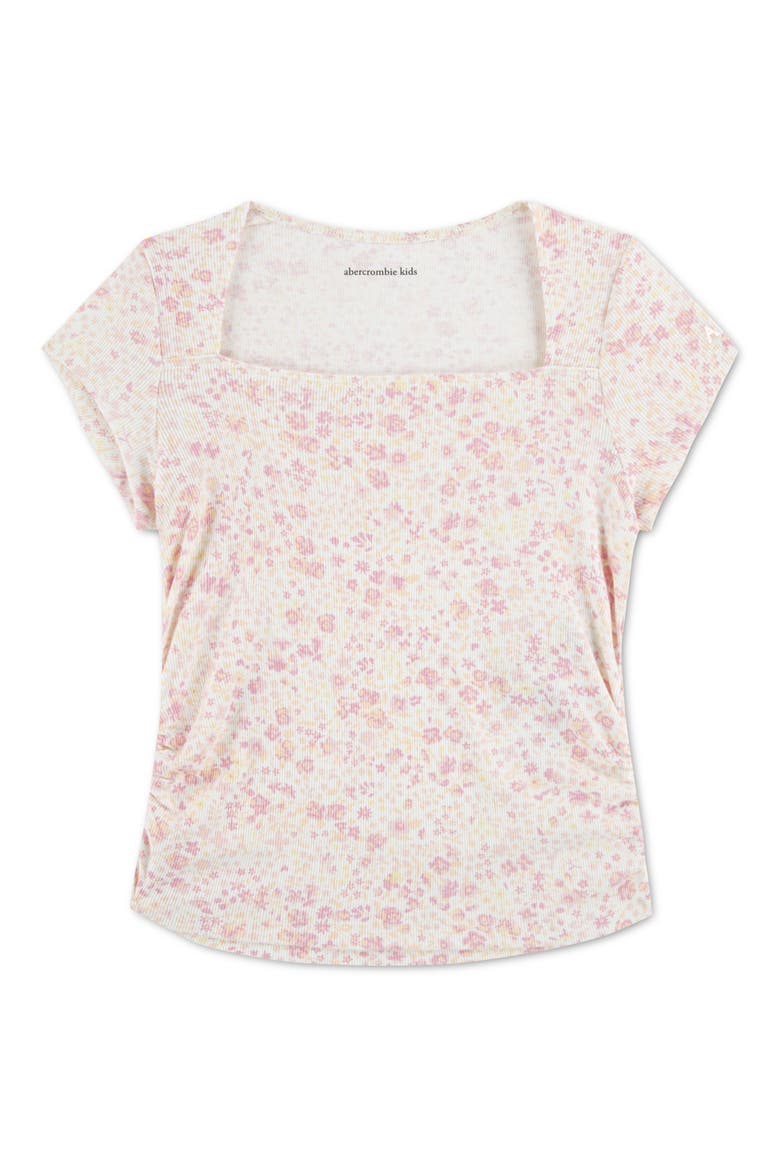 Kids' Floral Square Neck Top, Main, color, CHALK PINK