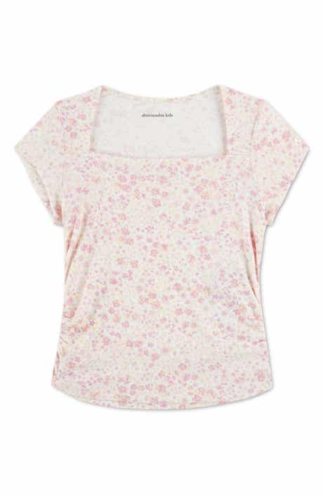 Kids' Floral Square Neck Top