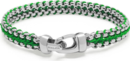 Nialaya Green Woven Box Silver Chain Bracelet