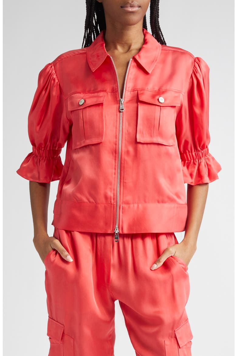 Holly Ruffle Sleeve Jacket, Main, color, CHERRY LEMON