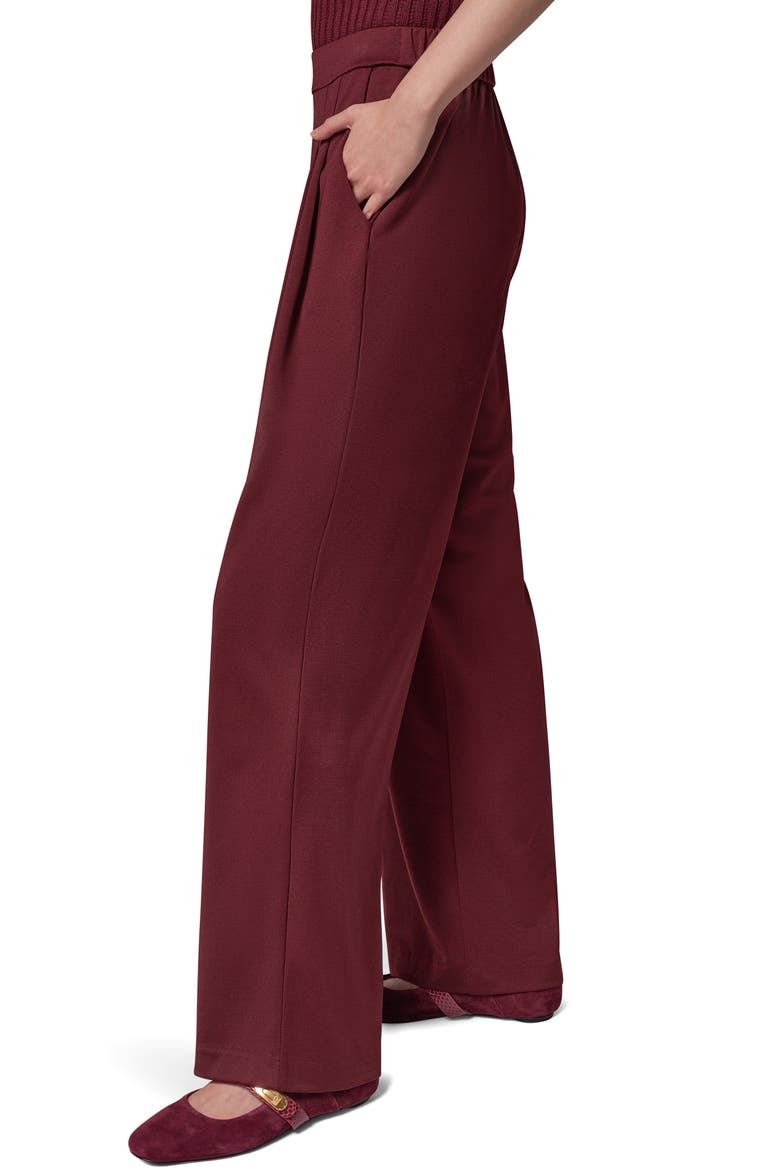 Pleated Straight Leg Pull-On Pants, Alternate, color, BLK CHERRY