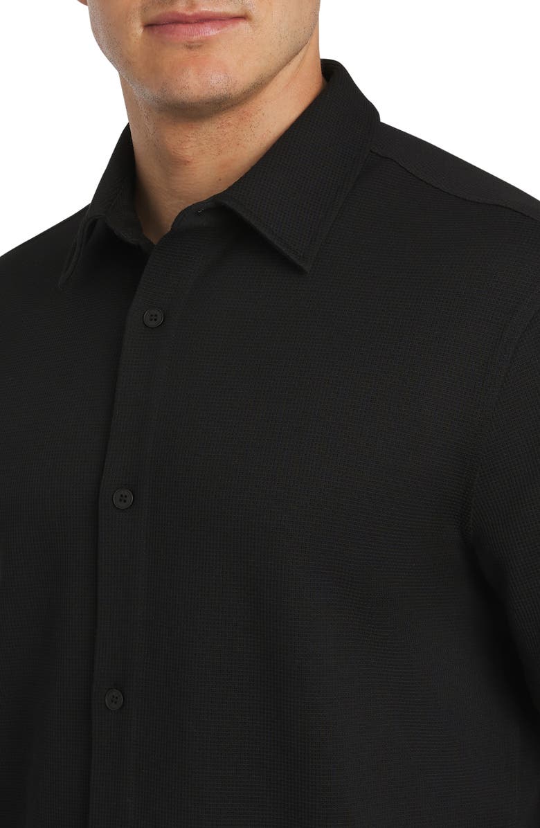 DKNY SPORTSWEAR Waverly Waffle Short Sleeve Button-Up Shirt, Alternate, color, Black