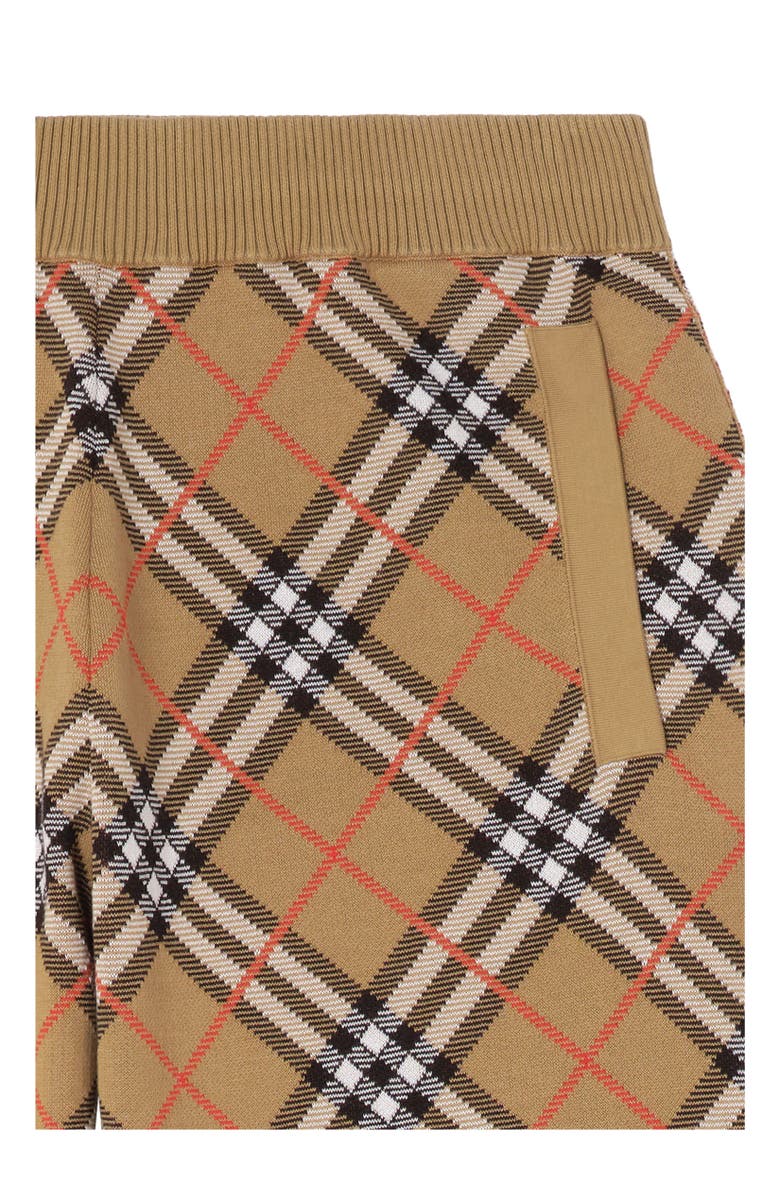 Burberry Check Cotton Blend Shorts, Alternate, color, Sand Beige
