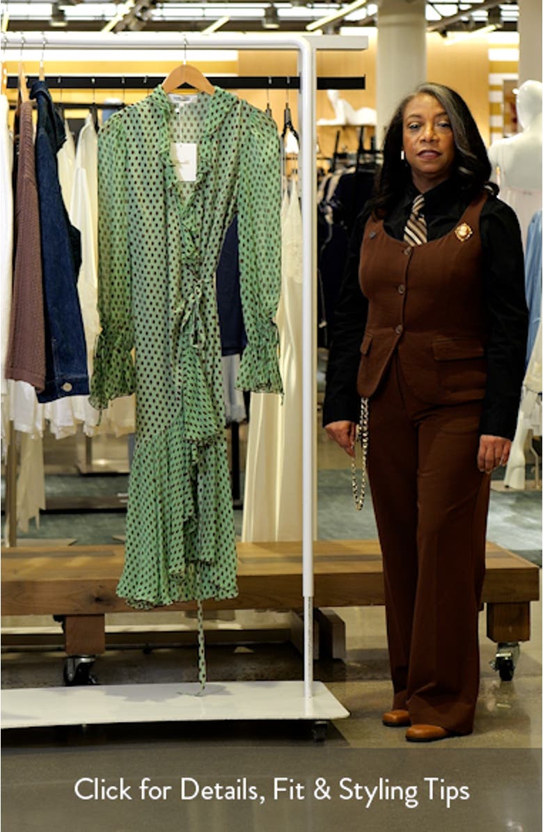 Thena Polka Dot Ruffle Trim Wrap Midi Dress, sales video thumbnail