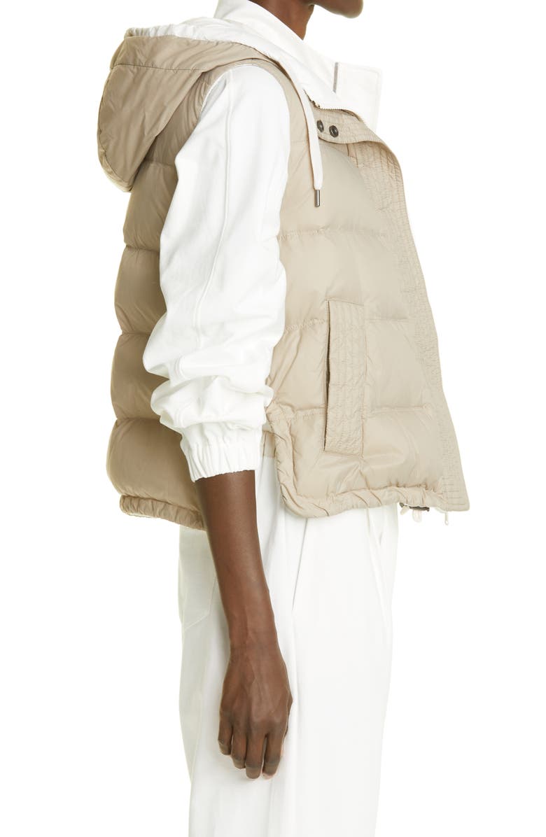 Brunello Cucinelli Bruno Cucinelli Hooded Down & Feather Fill Vest, Alternate, color,