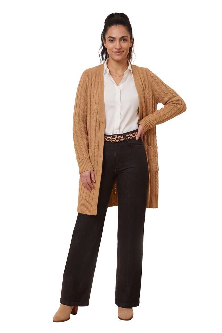 Cable Button Front Cardigan (plus), Main, color, SOFT CAMEL