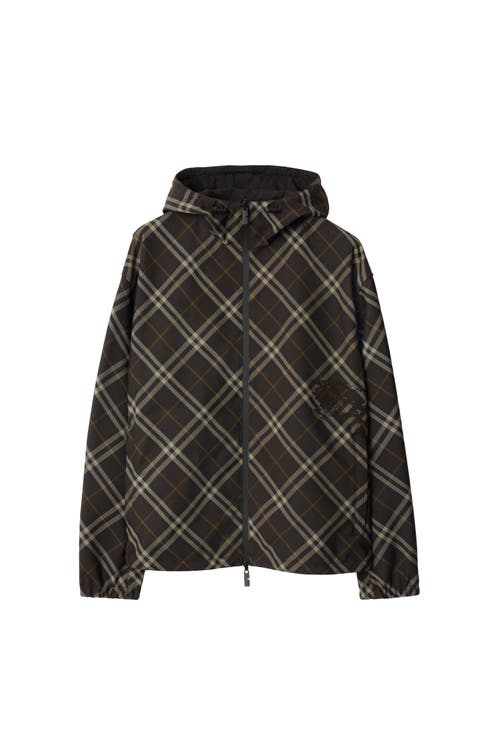 Burberry Reversible Check Hooded Jacket In Brown