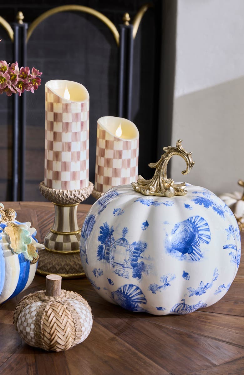 MACKENZIE CHILDS Mocha Check Flameless 5-Inch Pillar Candle, Alternate, color, Mocha