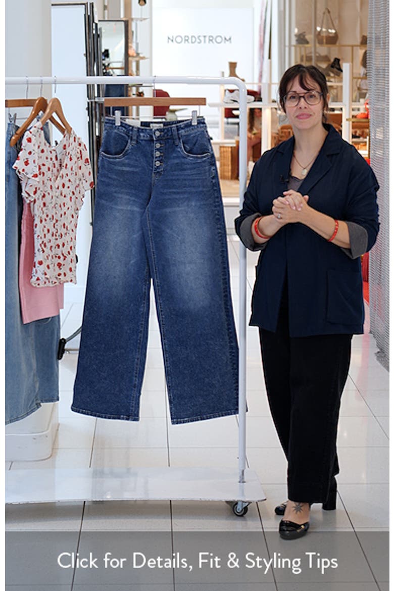 Zoe Exposed Button Wide Leg Jeans video