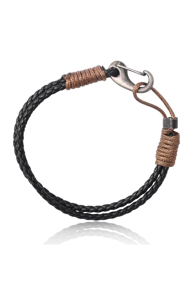 Lucky Brand Braided Leather Adjustable Bracelet, Alternate, color, Black, Brown