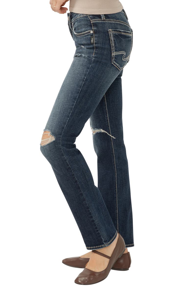 Silver Jeans Co. Britt Ripped Low Rise Slim Straight Leg Jeans, Alternate, color, Bonnie
