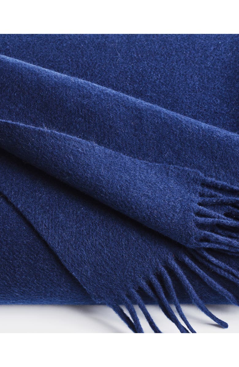 Petite Plume Fringe Wool & Cashmere Throw Blanket, Alternate, color, Navy