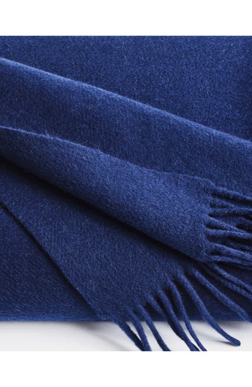 Petite Plume Fringe Wool & Cashmere Throw Blanket In Navy
