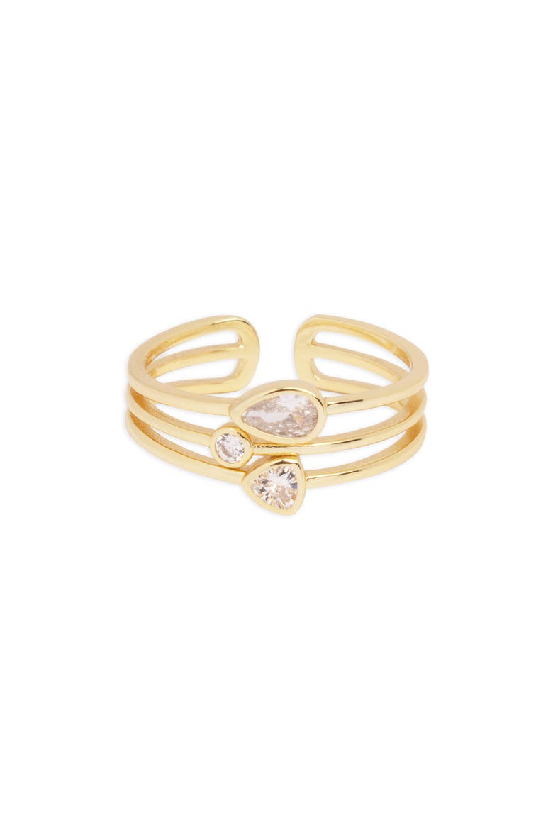 Cubic Zirconia Multirow Ring, Main, color, GOLD