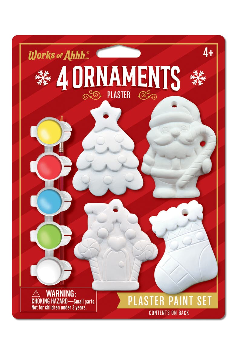 Holiday Ornaments 4-Pack Plaster Kit, Main, color, Multicolor