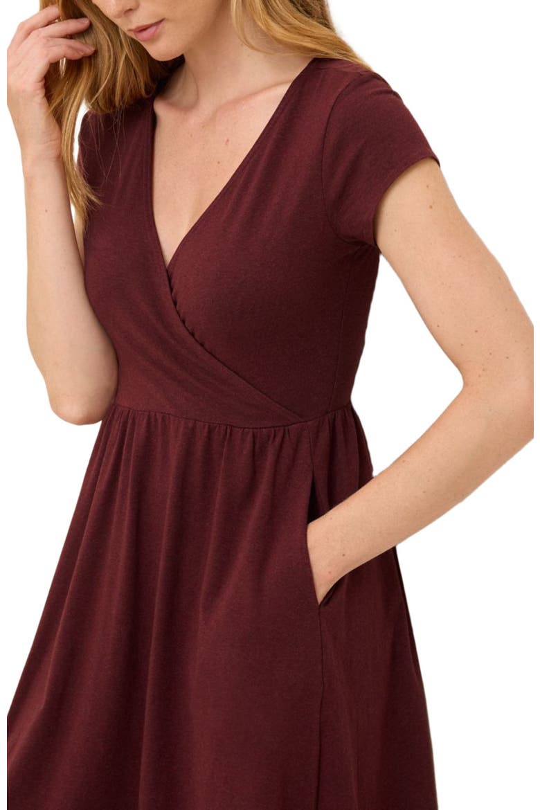 Fit & Flare Crossover Dress, Alternate, color, Ruby Heather