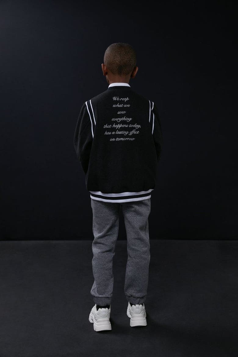 Black Varsity Jacket Kids, Alternate, color, Black