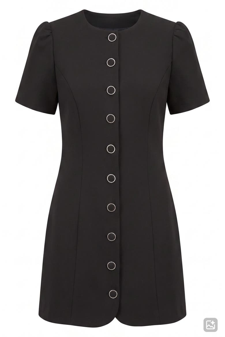 Elinda Button-Up Minidress, Alternate, color, BLACK