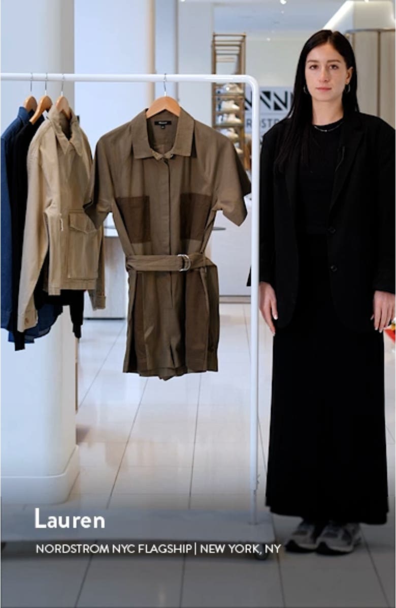 Short Sleeve Patch Pocket Romper, sales video thumbnail