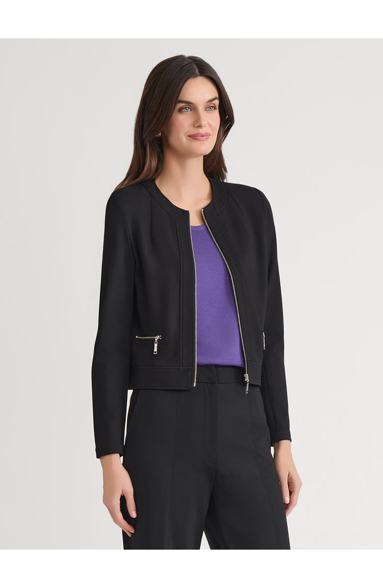 Misook Heritage LuxeStretch Ponte Sport Jacket, Alternate, color, Black