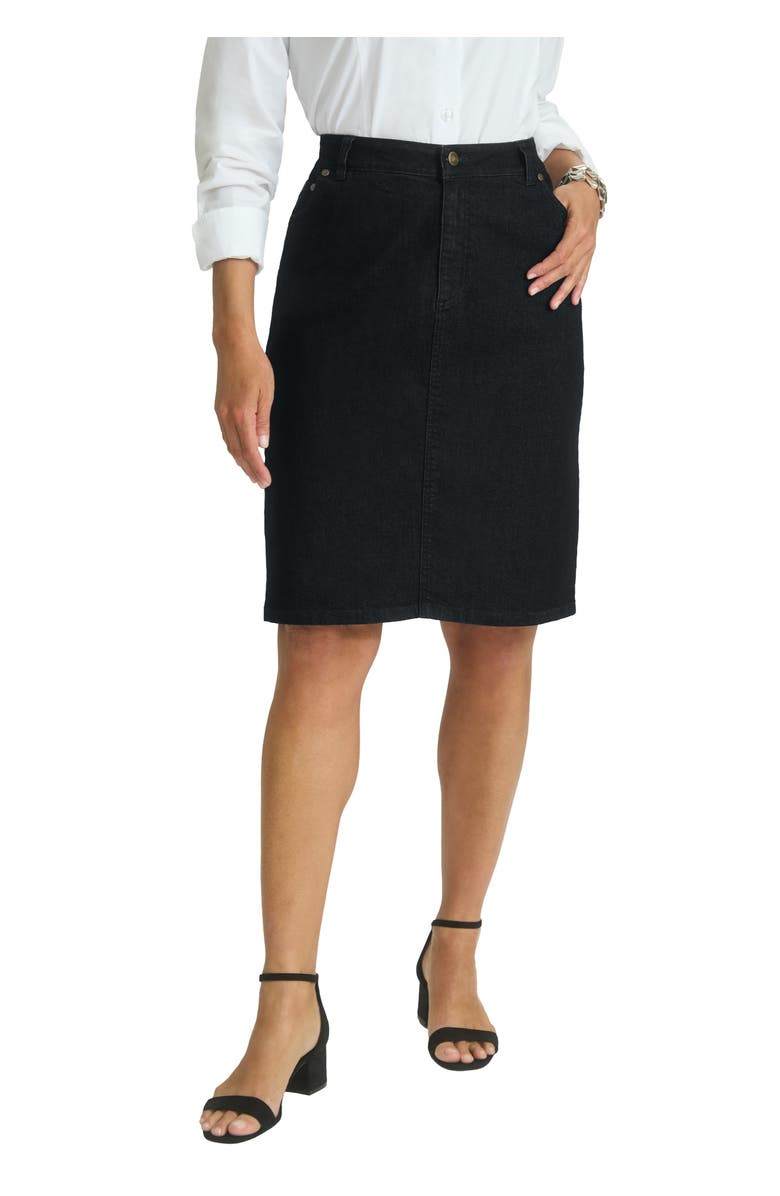Jessica London True Fit Stretch Denim Short Skirt, Alternate, color, Black