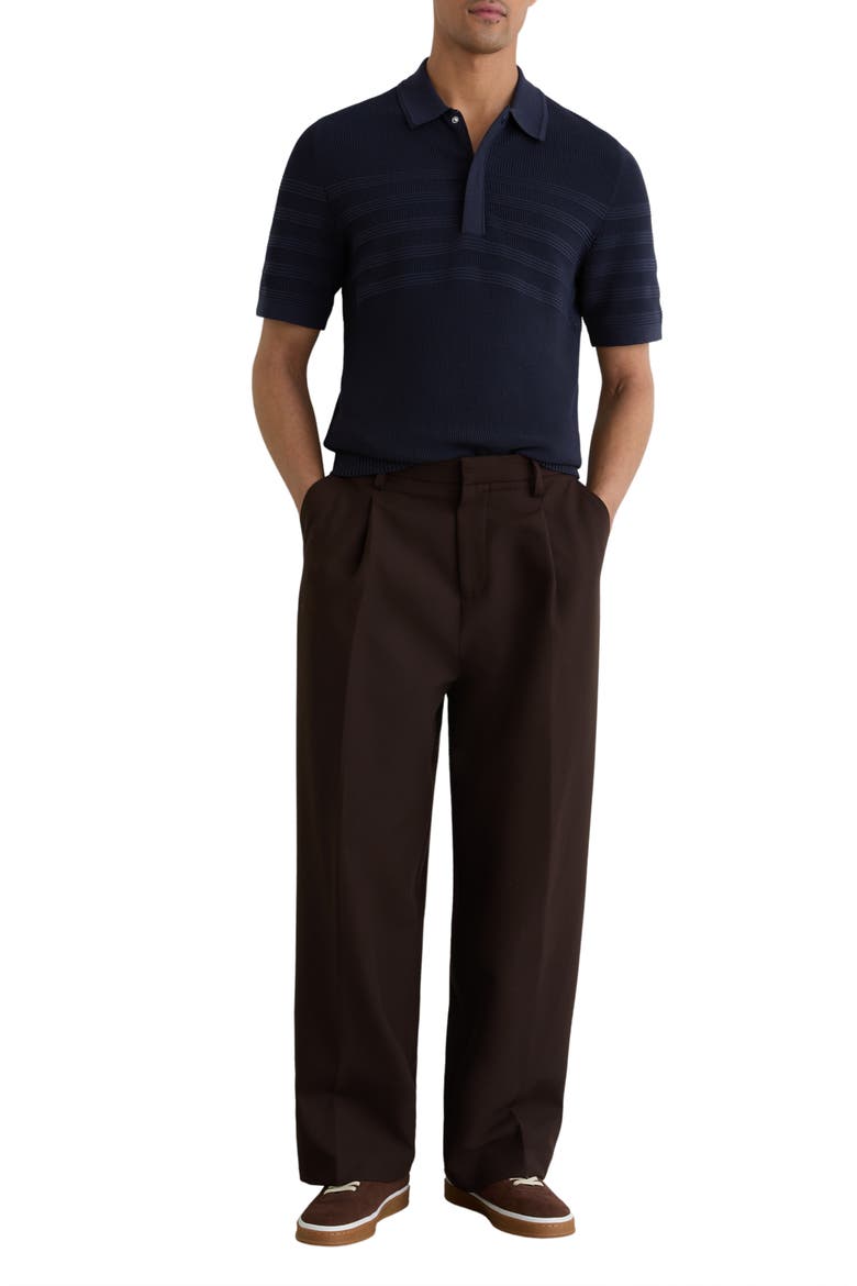 Falklands Half Zip Textured Knit Polo Sweater, Alternate, color, NAVY