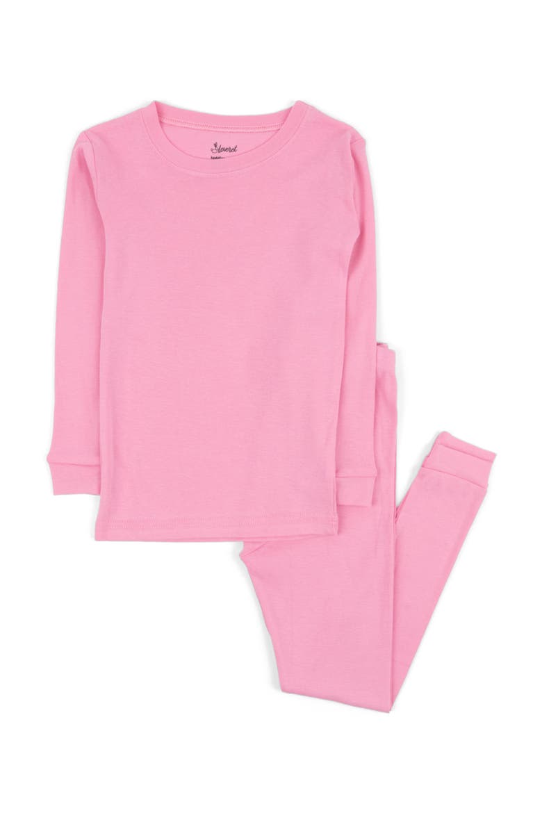 Kids Two-Piece Solid Cotton Matching Family Pajamas, Main, color, PINK