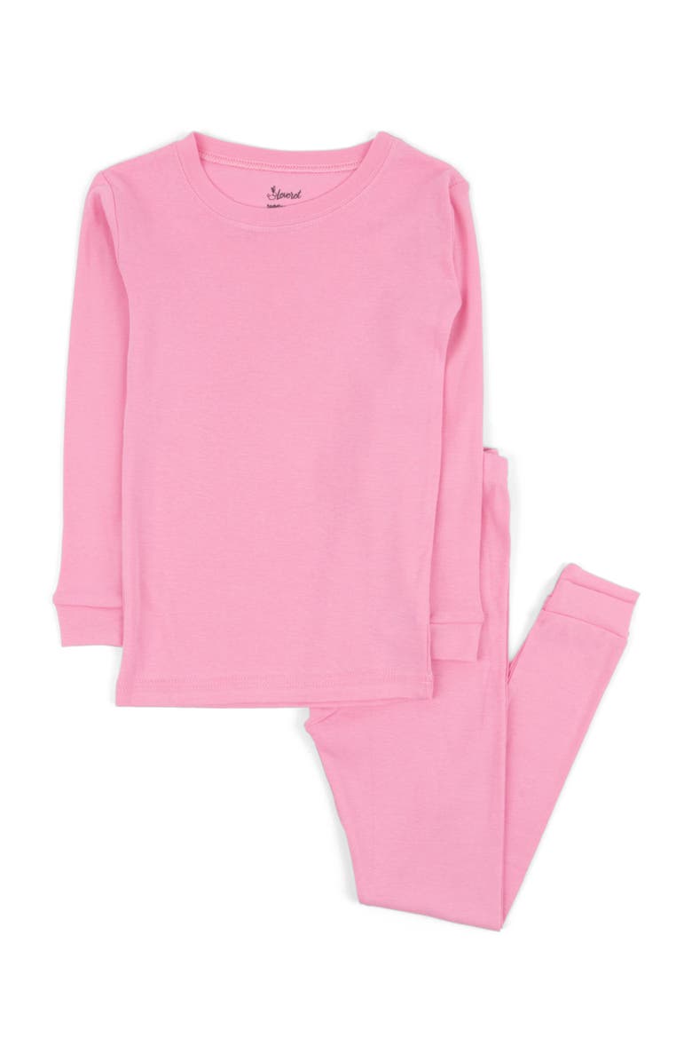 Leveret Kids Two-Piece Solid Cotton Matching Family Pajamas, Main, color, Light Pink