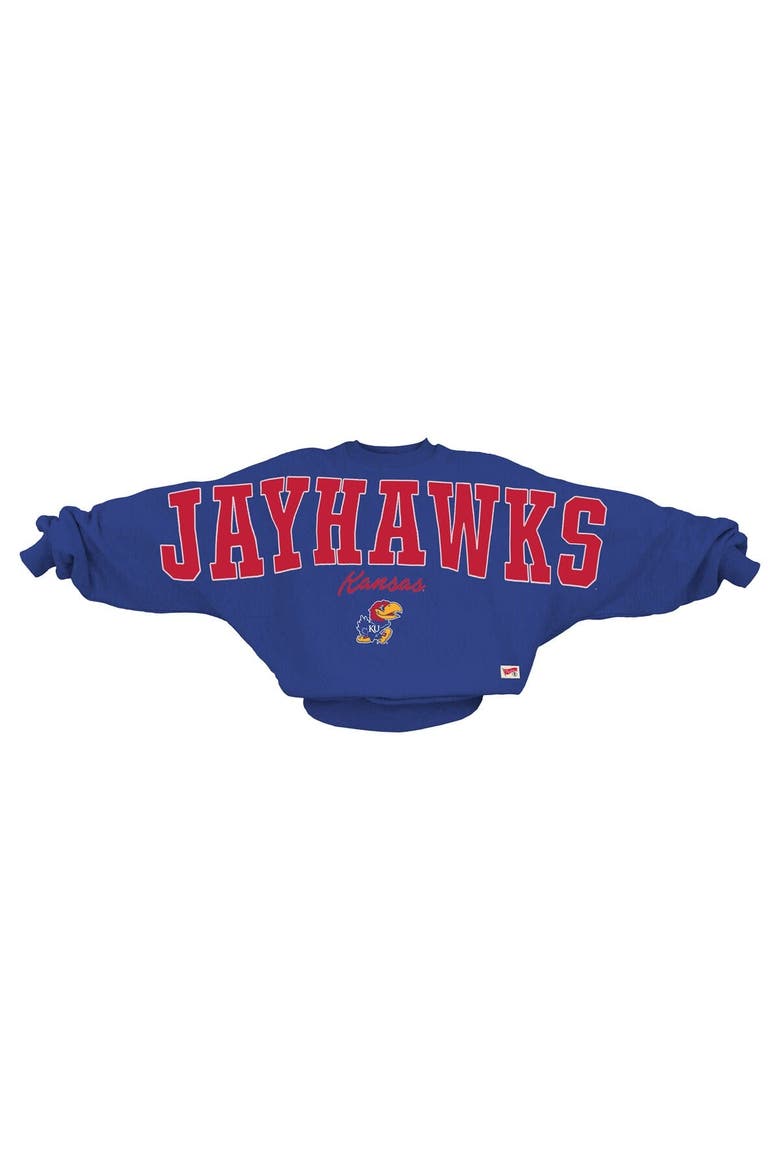 Women's Pressbox  Royal Kansas Jayhawks Flannigan Oversized Dolman Pullover Sweatshirt, Main, color, Royal