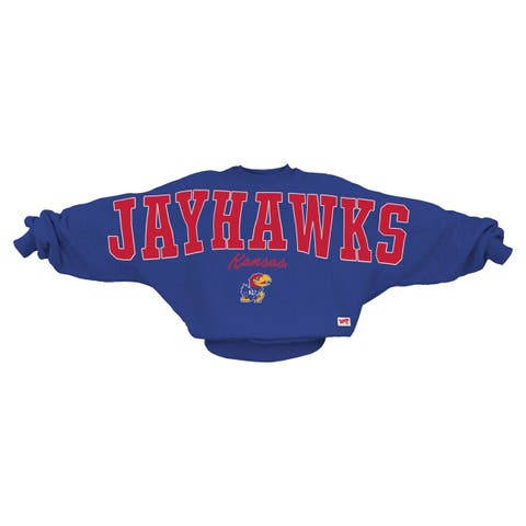 Women
s Pressbox  Royal Kansas Jayhawks Flannigan Oversized Dolman Pullover Sweatshirt