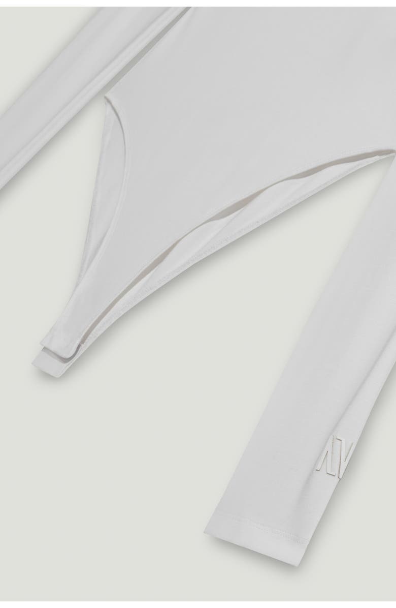 Nocturne Long-Sleeve Jersey Bodysuit, Alternate, color, White