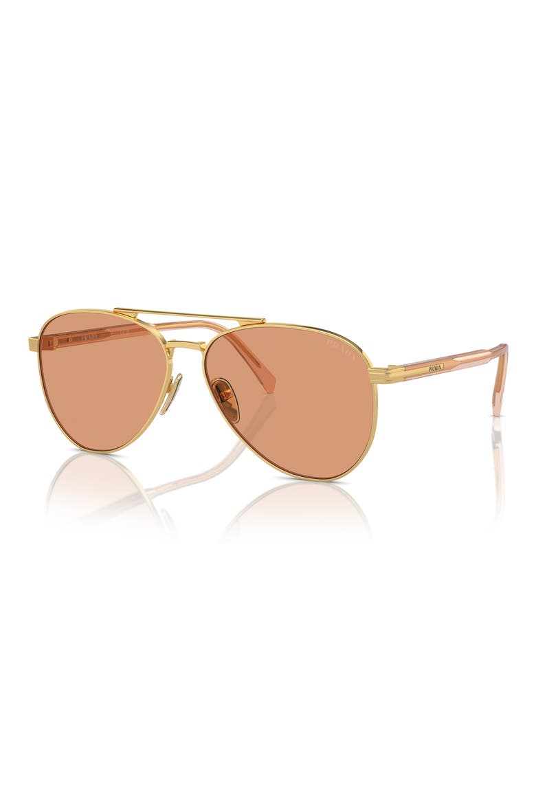 61mm Pilot Sunglasses, Alternate, color, GOLD