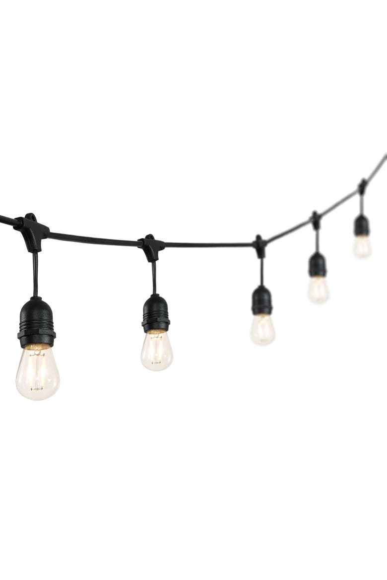 15-Light Indoor/Outdoor Rustic Industrial LED S14 Edison Buld String Lights, Main, color, Black