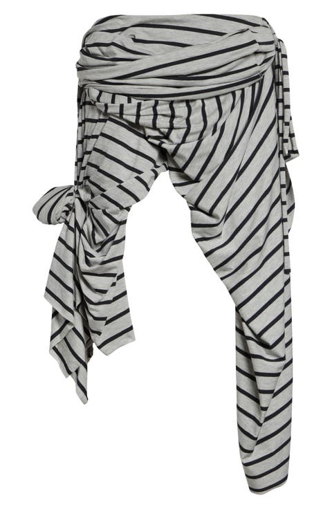 Stripe Jersey Asymmetric Skirt