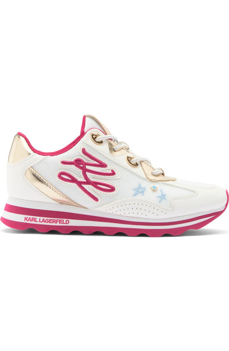 KARL LAGERFELD PARIS Masrina Sneaker, Alternate, color, Bright White/ Hot Pink