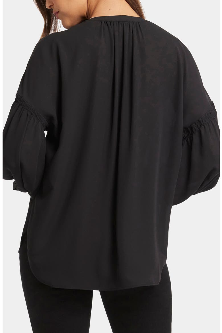 Paulina Tie Dye Recycled Polyester Peasant Top, Alternate, color, BLACK