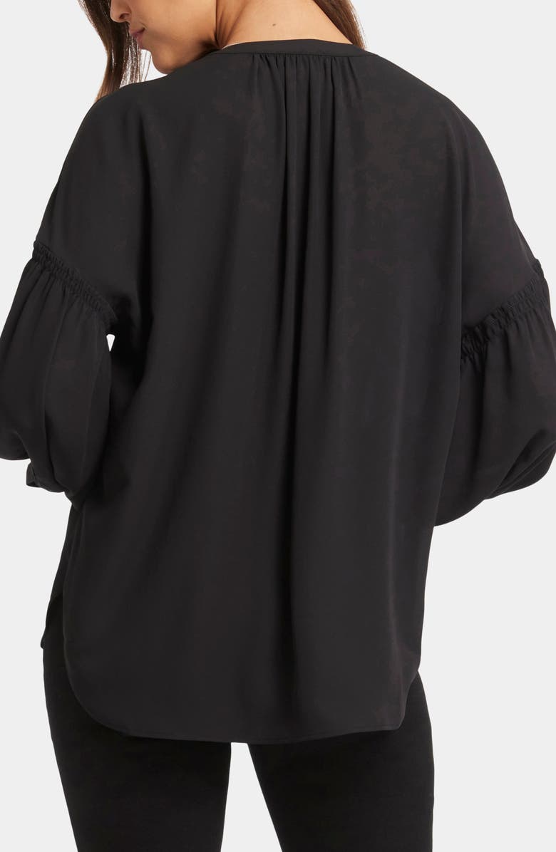 NYDJ Paulina Tie Dye Recycled Polyester Peasant Top, Alternate, color, Black