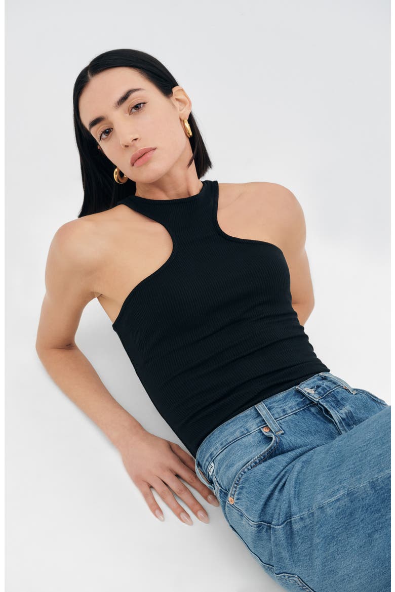 Chauncey Cutaway Sleeveless Top, Alternate, color, BLACK