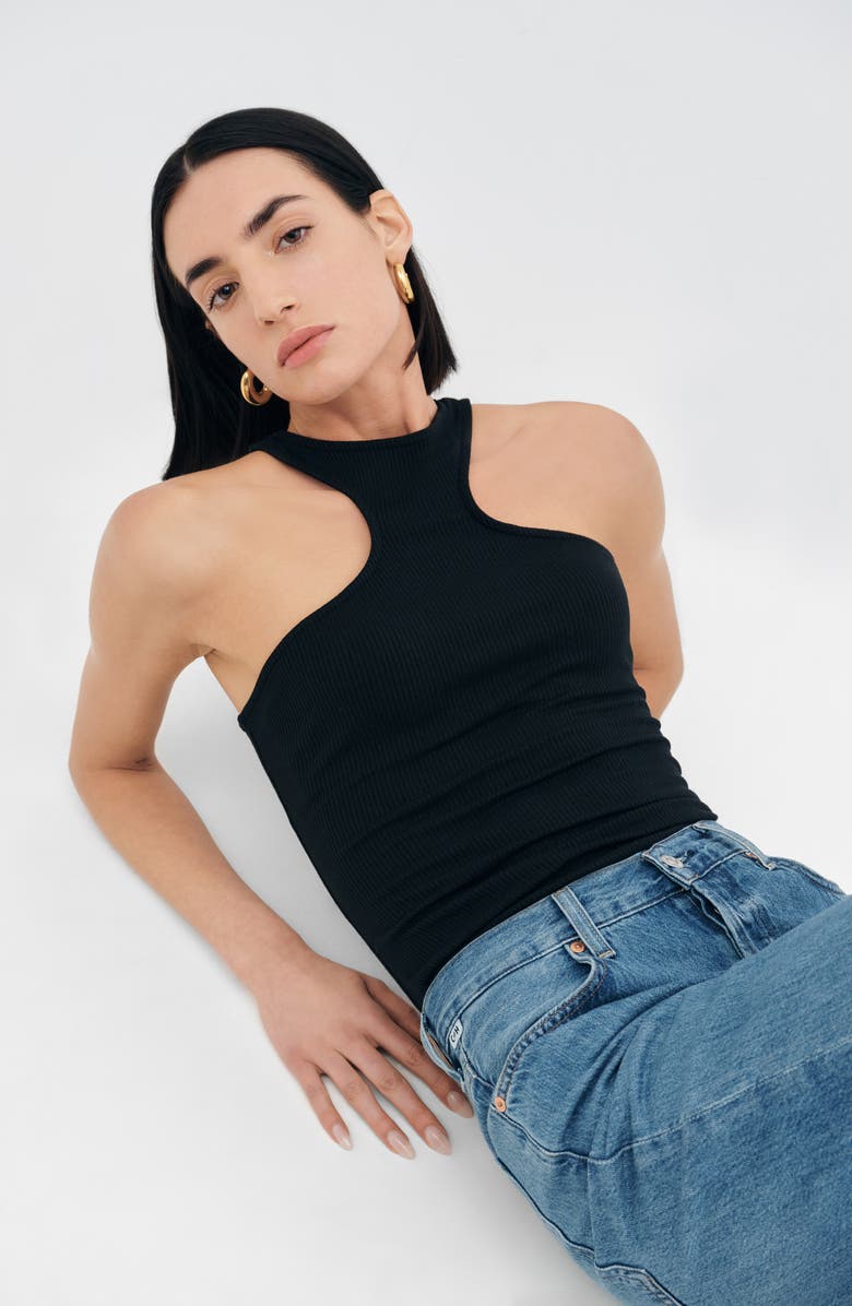 Two Lines by Marcella Chauncey Cutaway Sleeveless Top, Alternate, color, Black