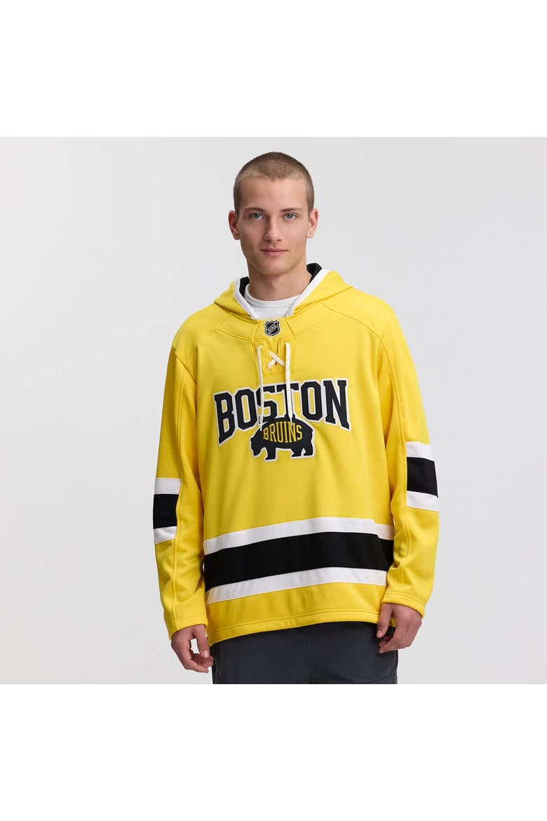 Men's Fanatics Gold Boston Bruins 2026 NHL Stadium Series Lace Up Hoodie, Main, color, Gold