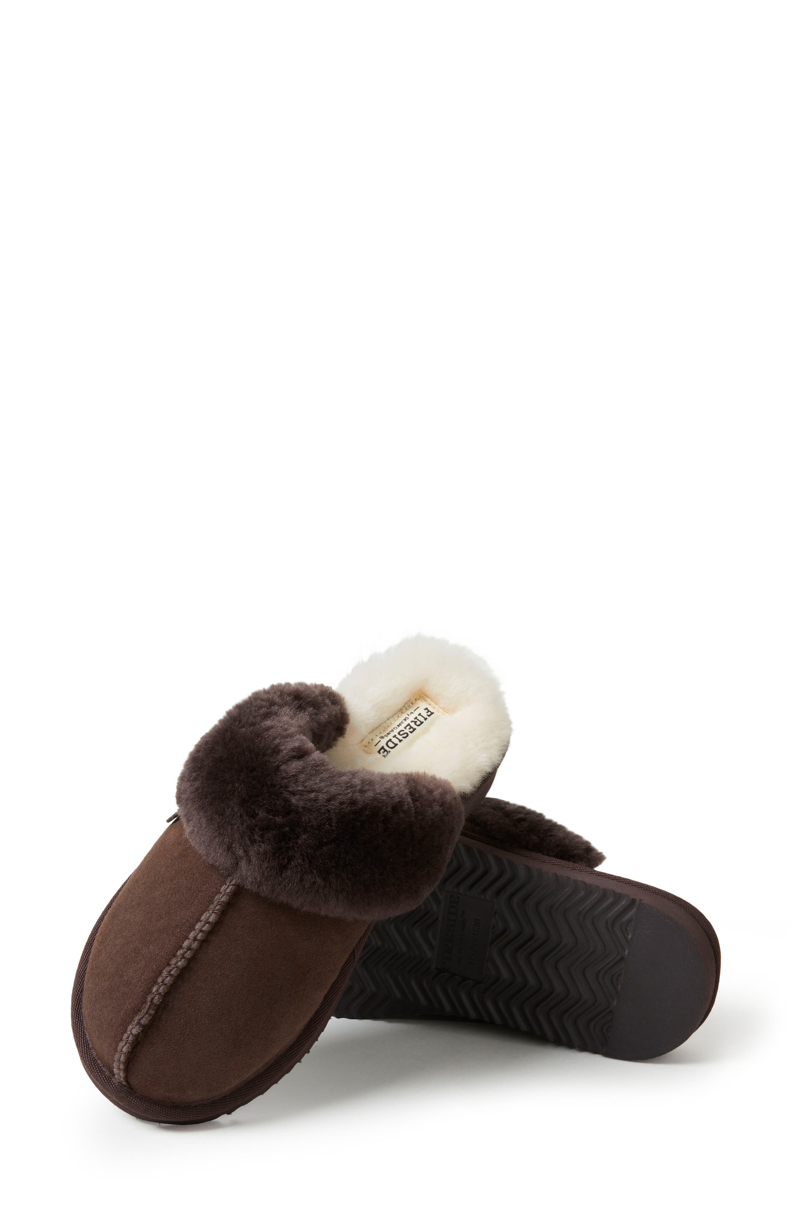 FIRESIDE BY DEARFOAMS Sydney Water Resistant Genuine Shearling Scuff Slipper - Wide Width Available, Alternate, color, Coffee