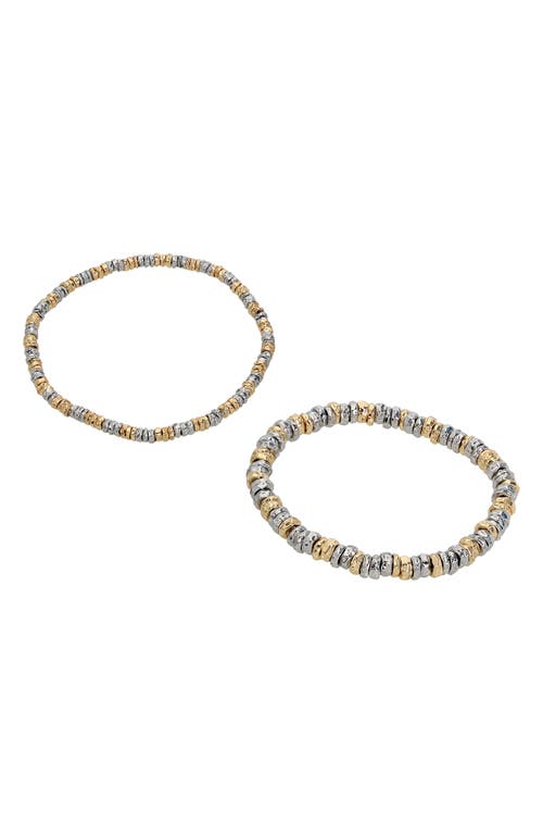 Shop Allsaints Beaded Stretch Bracelet Set In Two Tone