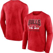 FANATICS Men's Fanatics Branded Heather Red Chicago Bulls Front Court Press Snow Wash Long Sleeve T-Shirt