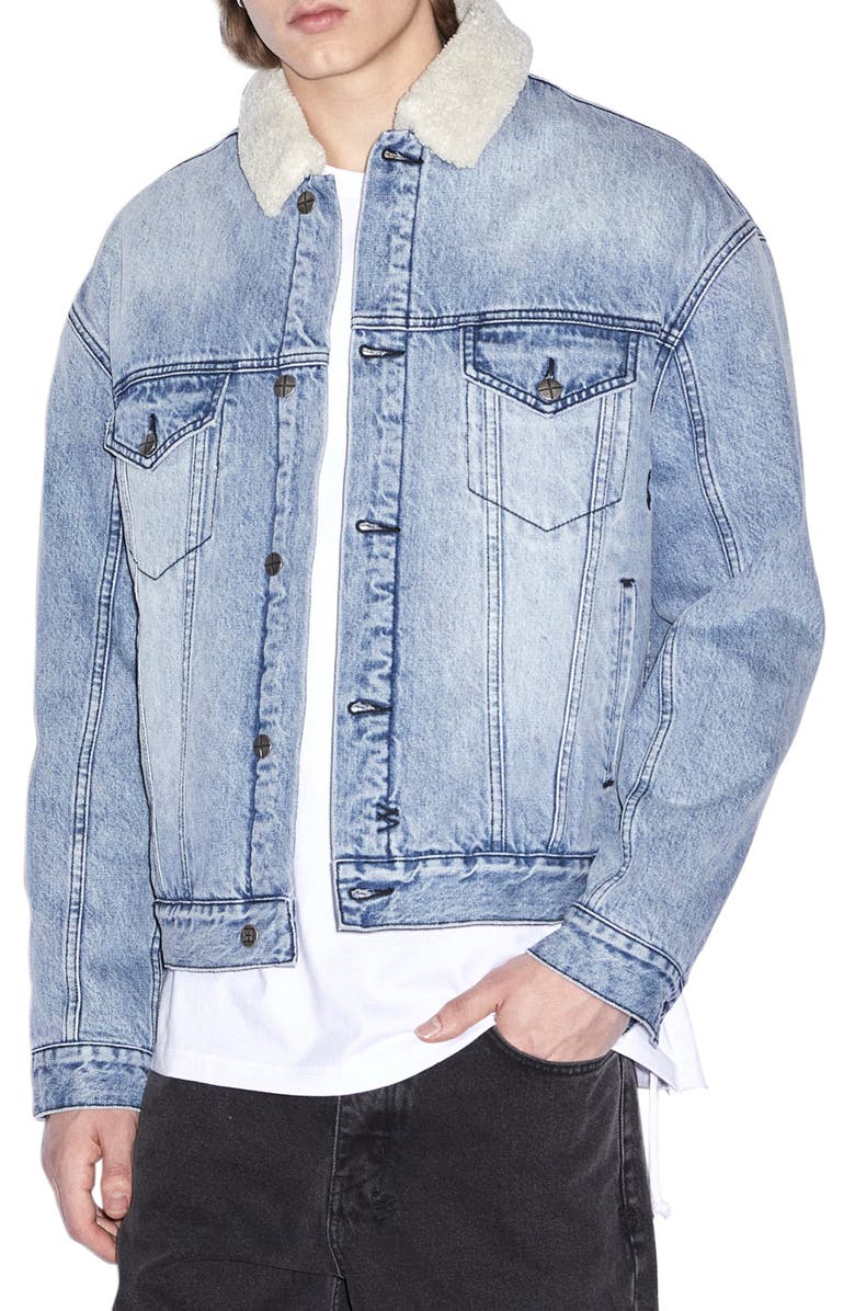 Ksubi Oh G Faux Shearling Collar Denim Jacket, Main, color, 