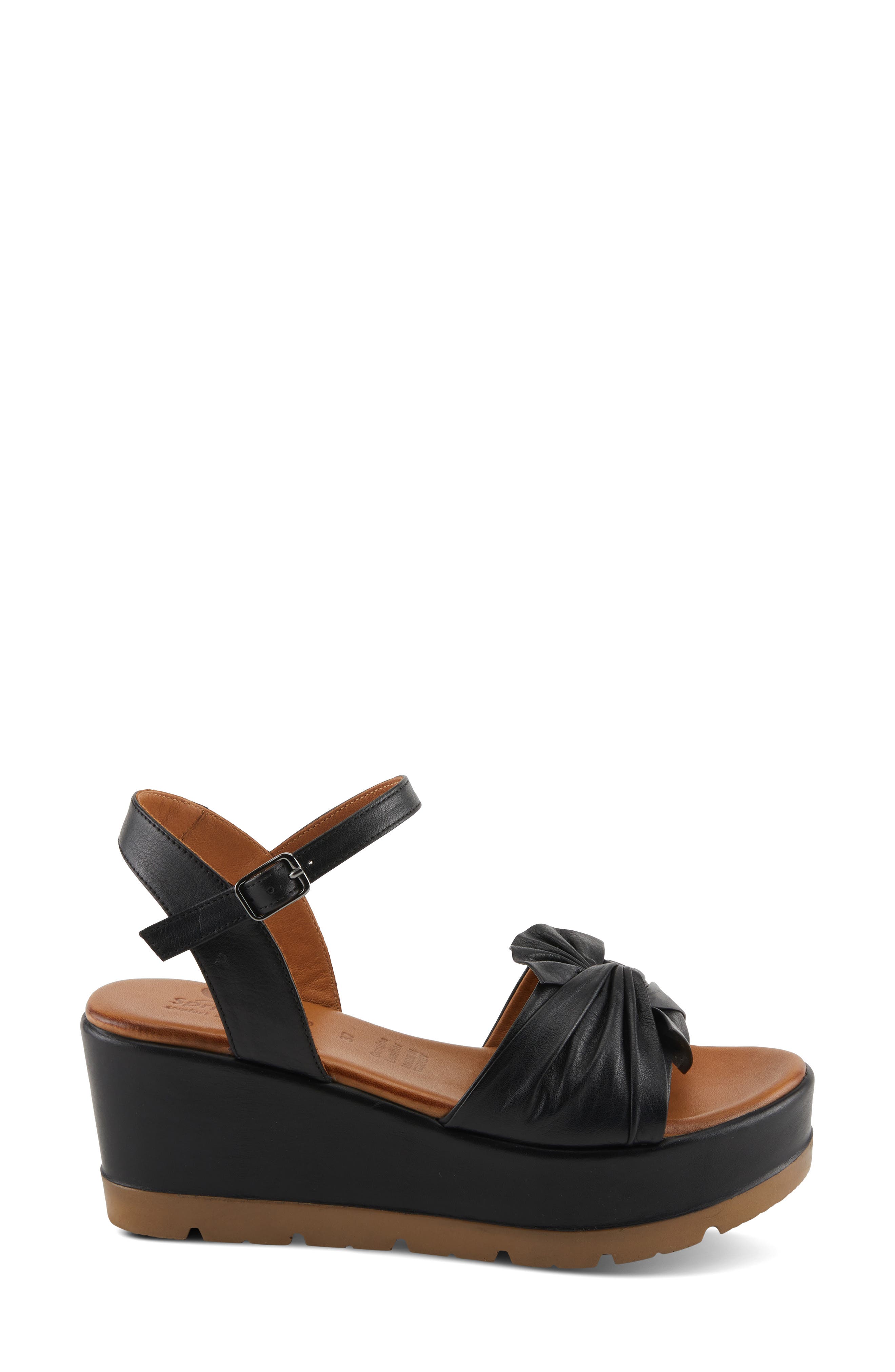 Spring Step Wakefield Ankle Strap Platform Wedge Sandal, Alternate, color, Black