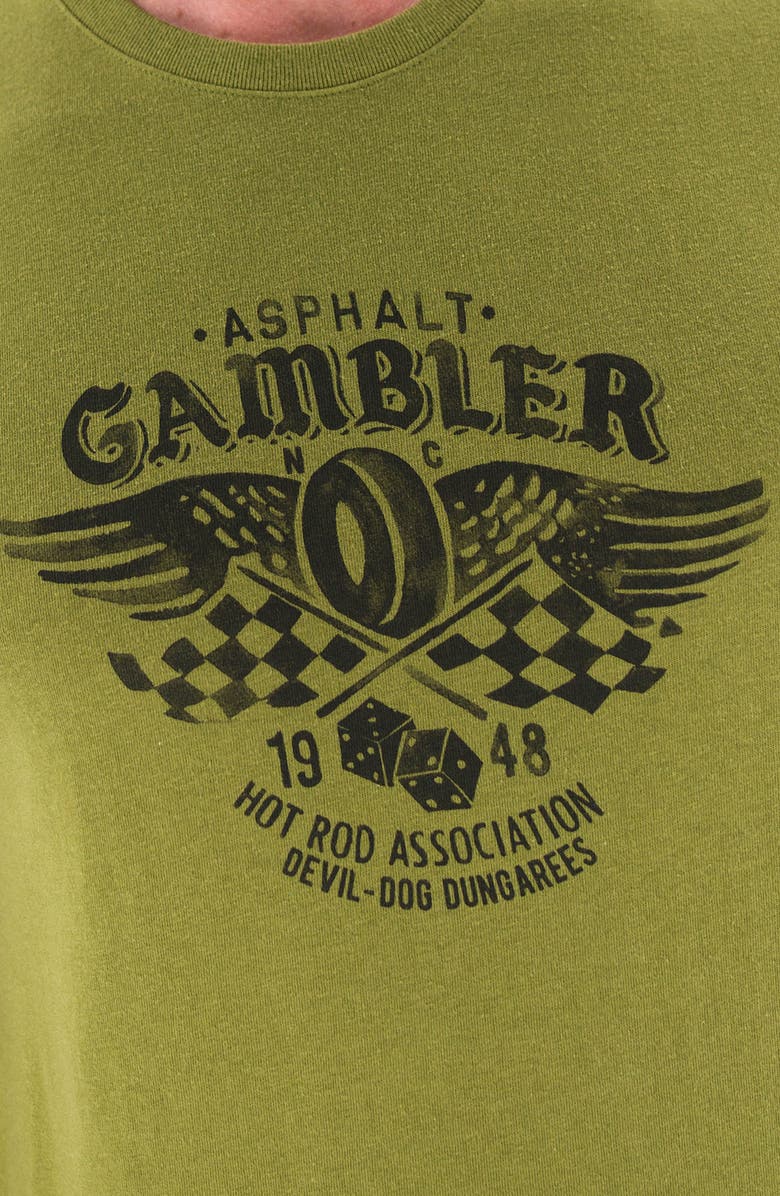 Devil-Dog Dungarees Gambler Graphic T-Shirt, Alternate, color, Green