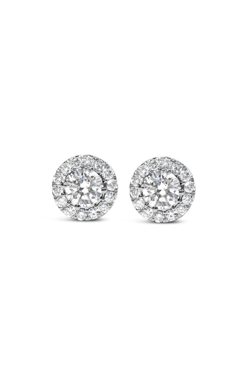 14K White Gold 3.0 Cttw Lab-Grown Diamond Hidden Halo Stud Earrings, Main, color, White