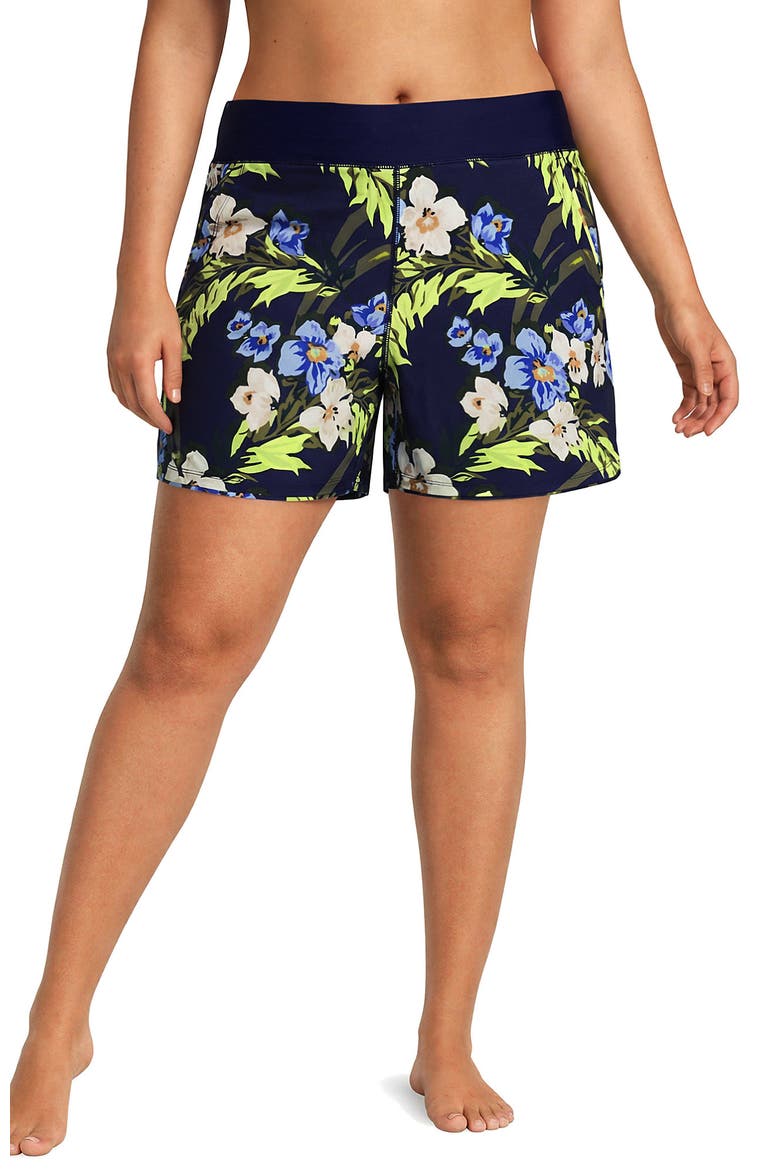 SunShade UPF 50 5" Board Shorts, Alternate, color, Deep Sea/Blue Floral Tropic