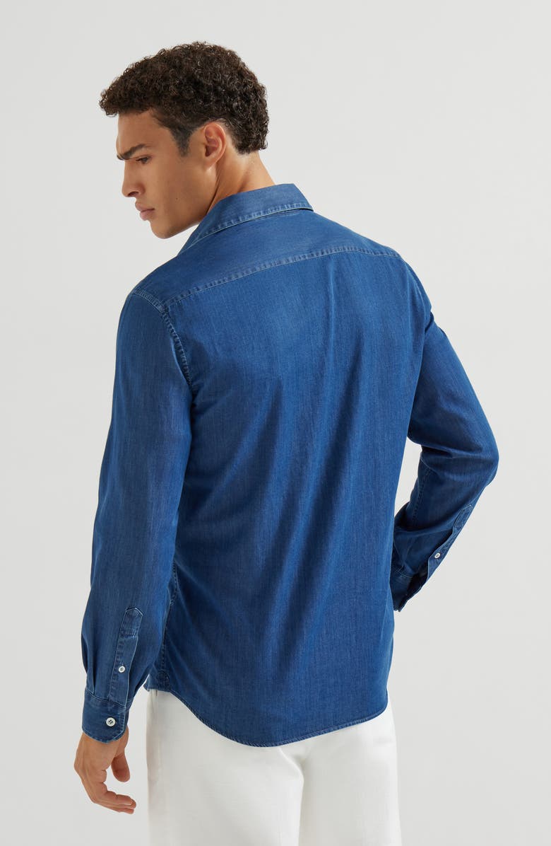 Brunello Cucinelli Lightweight denim shirt, Alternate, color, Dark Denim