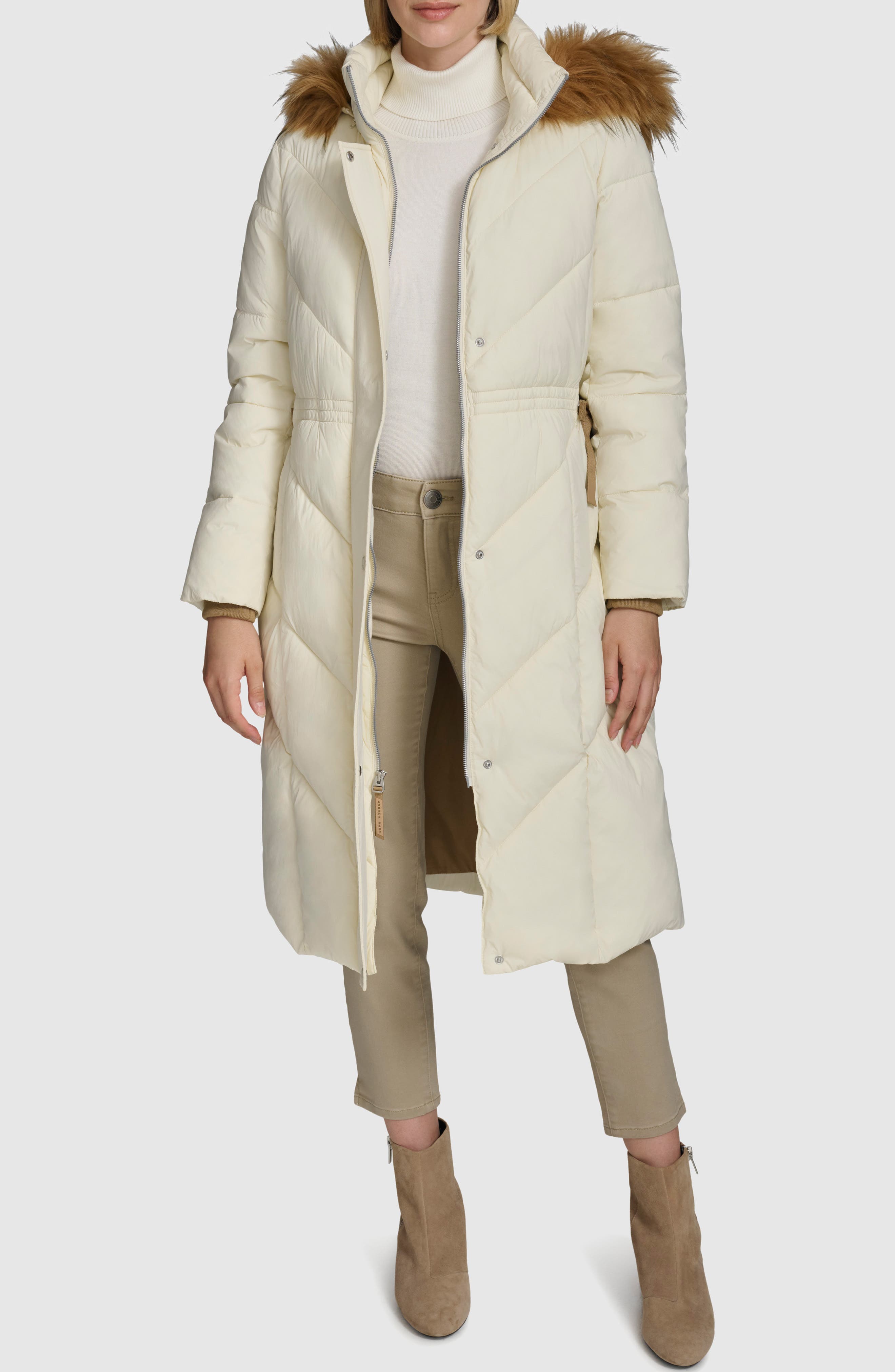 Andrew Marc Lennox Hooded Puffer Coat with Faux Fur Trim (Women